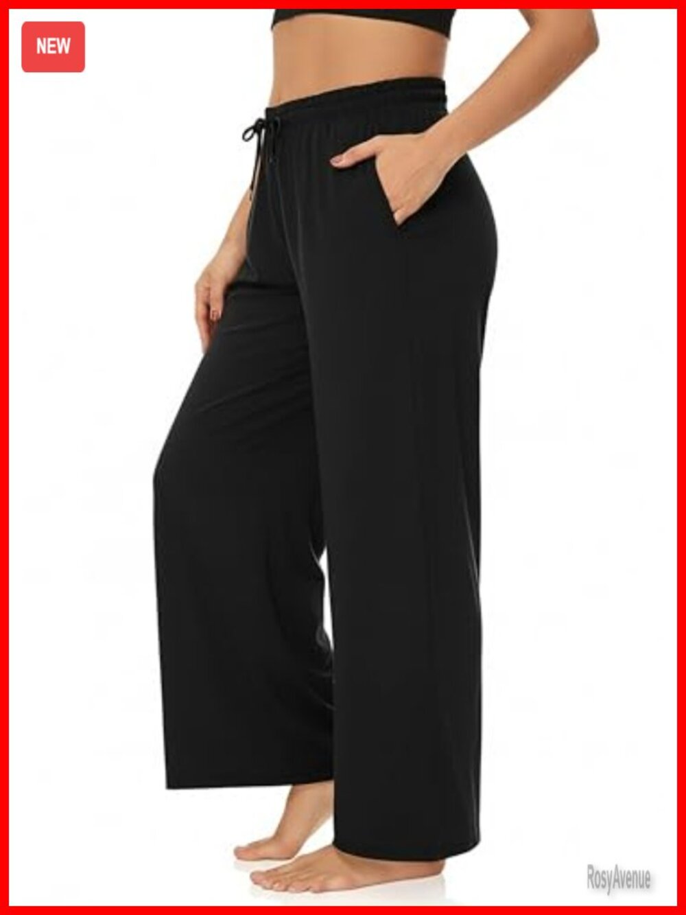 Plus Size Wide Leg Palazzo Yoga Pants with Pockets Drawstring High Waist Loose
